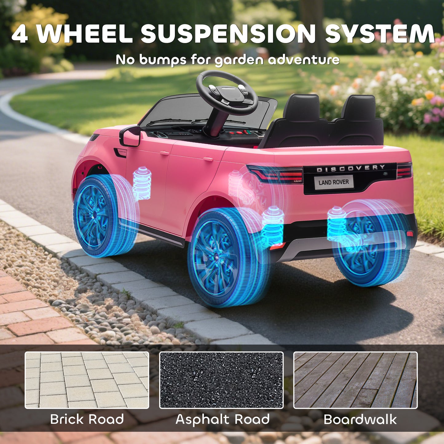 Land Rover Discovery Licensed 12V Kids Electric Car w/ Remote Pink