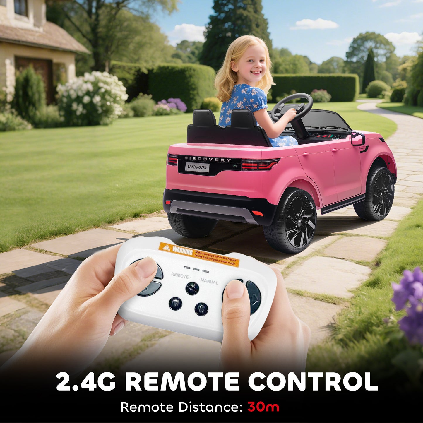 Land Rover Discovery Licensed 12V Kids Electric Car w/ Remote Pink