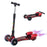 Kids 3 Wheel Kick Scooter Adjustable Height w/ Flashing Wheels Music Water Spray Foldable Design Cool On Off Road Vehicle Red