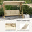 3 Seater Garden Swing Chair, Outdoor Hammock Bench with Adjustable Canopy, Removable Cushions and Steel Frame, Beige