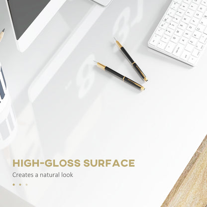 Computer Desk Writing Table Study Workstation Storage High Gloss White