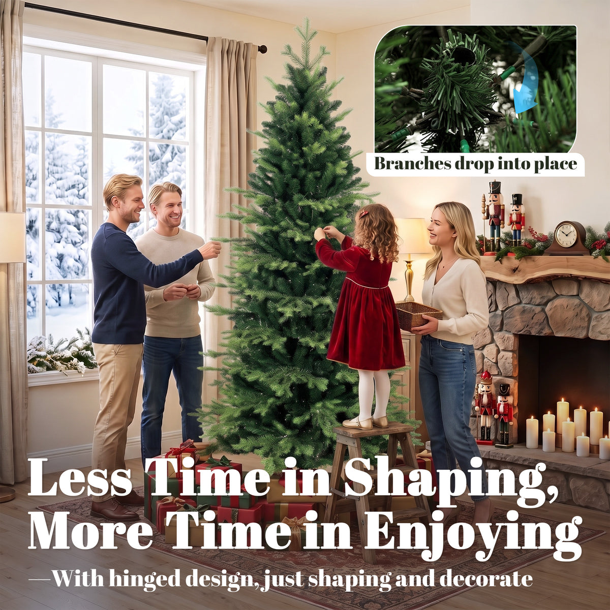 Geneva Fir Hinged Xmas Tree with 2079 Branch Tips, Green