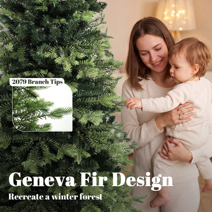 Geneva Fir Hinged Xmas Tree with 2079 Branch Tips, Green