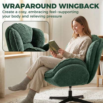 Accent Chair with 360° Swivel for Living Room Dark Green