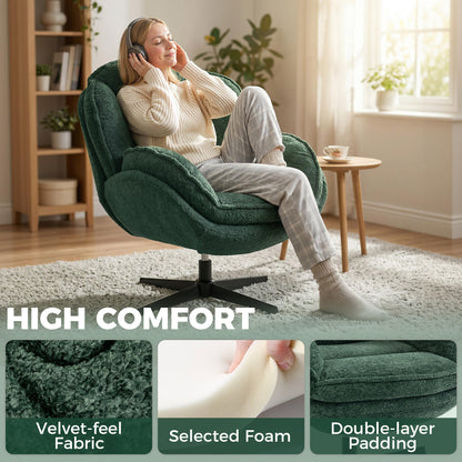 Accent Chair with 360° Swivel for Living Room Dark Green