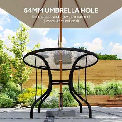 Outdoor Dining Table with Parasol Hole, Round, 96.5 x 96.5 x 71 cm