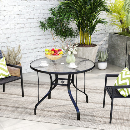 Outdoor Dining Table with Parasol Hole, Round, 96.5 x 96.5 x 71 cm