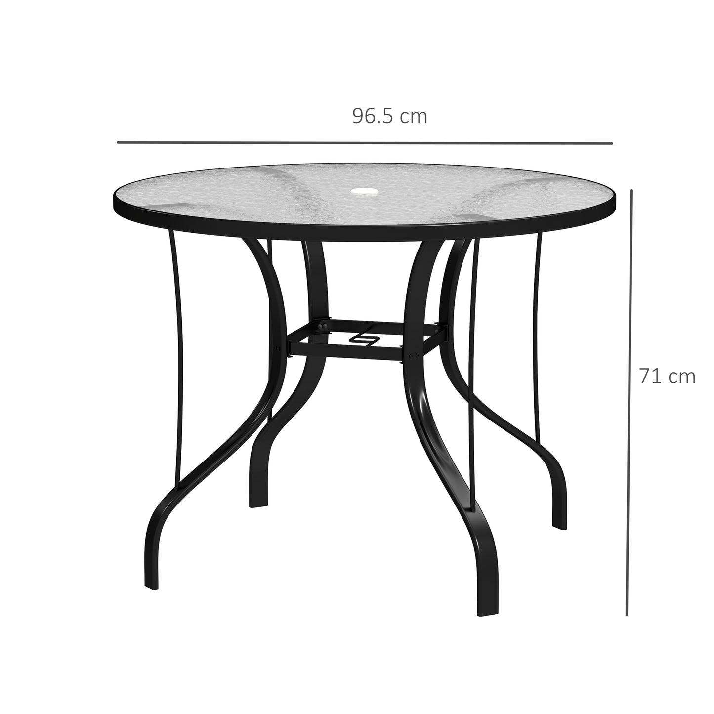 Outdoor Dining Table with Parasol Hole, Round, 96.5 x 96.5 x 71 cm