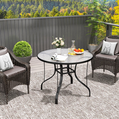 Outdoor Dining Table with Parasol Hole, Round, 96.5 x 96.5 x 71 cm