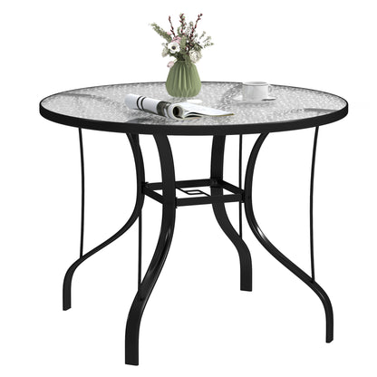 Outdoor Dining Table with Parasol Hole, Round, 96.5 x 96.5 x 71 cm
