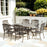 7 Pieces Cast Aluminium Garden Dining Set with Parasol Hole, Bronze