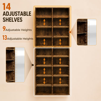 640 CD Storage Unit 360 DVD Storage Tower w/ 18 Compartments Rustic Brown