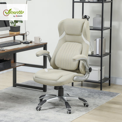 Vinsetto Fabric Office Desk Chair w/ Adjustable Height Tilt Function Beige