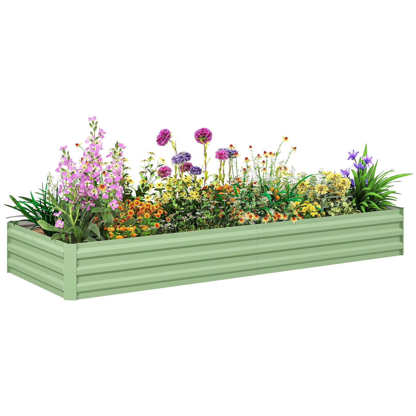 Galvanised Raised Garden Bed Metal Planter Box, Light Green