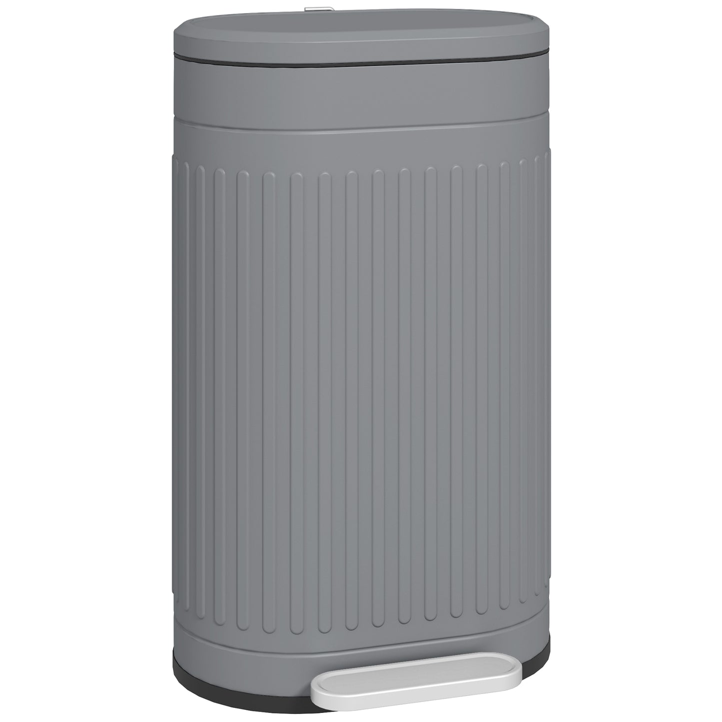 30L Pedal Bin, Metal Kitchen Bin with Soft-close Lid, Grey