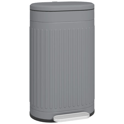 30L Pedal Bin, Metal Kitchen Bin with Soft-close Lid, Grey