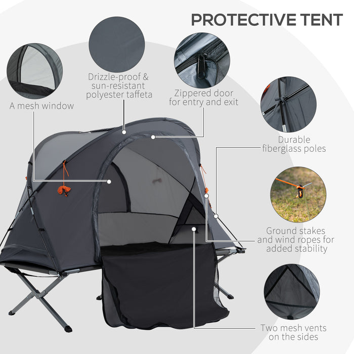 Folding Camping Tent Cot, Portable Tent Shelter Combo with Self-Inflating Air Mattress Carry Bag for 1 Person