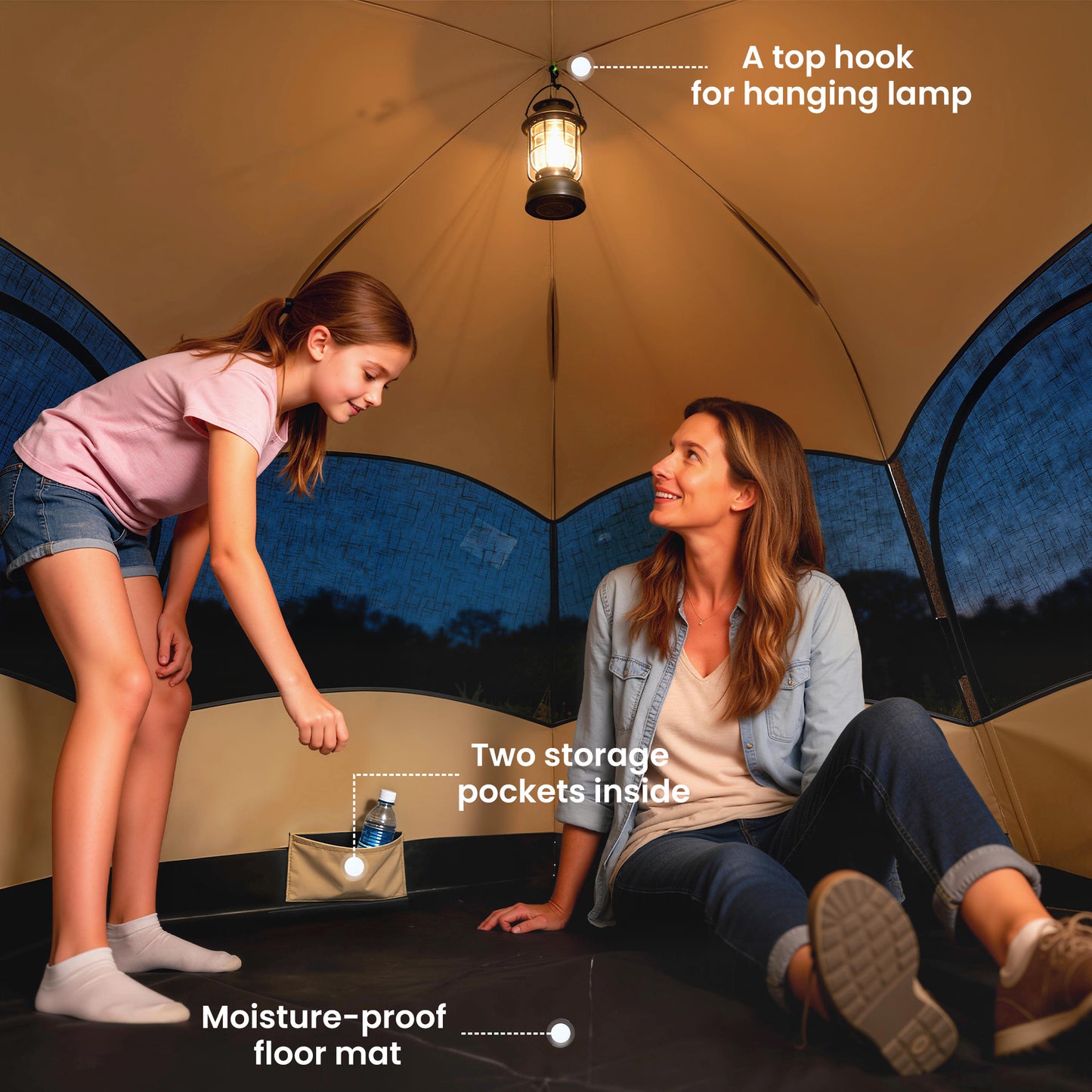 Double Layer Pop Up Tent with Rainfly, Portable Camping Shelter