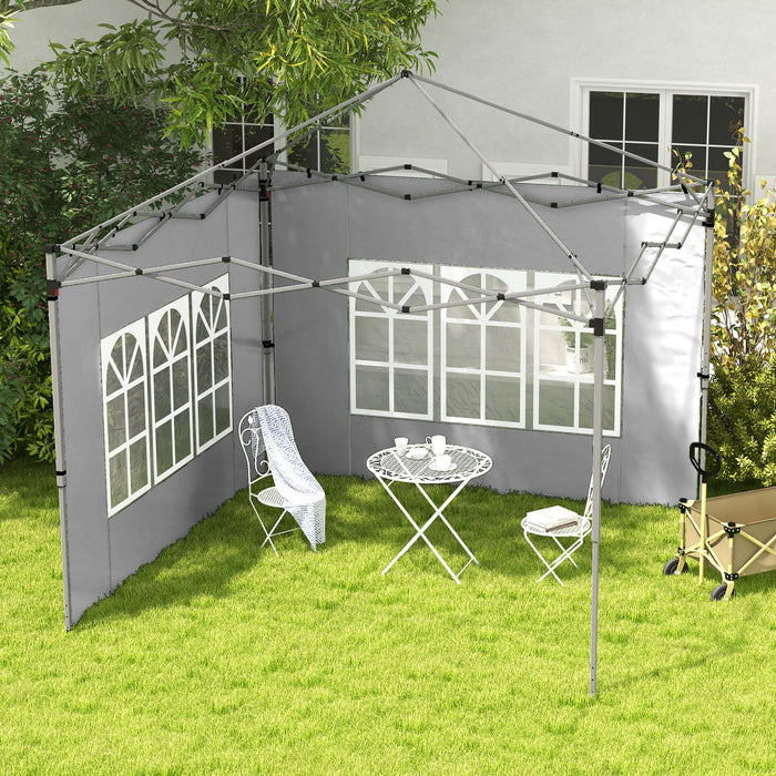 Gazebo Side Panels, Sides Replacement with Window for 3x3(m) or 3x4m Pop Up Gazebo, 2 Pack, Grey