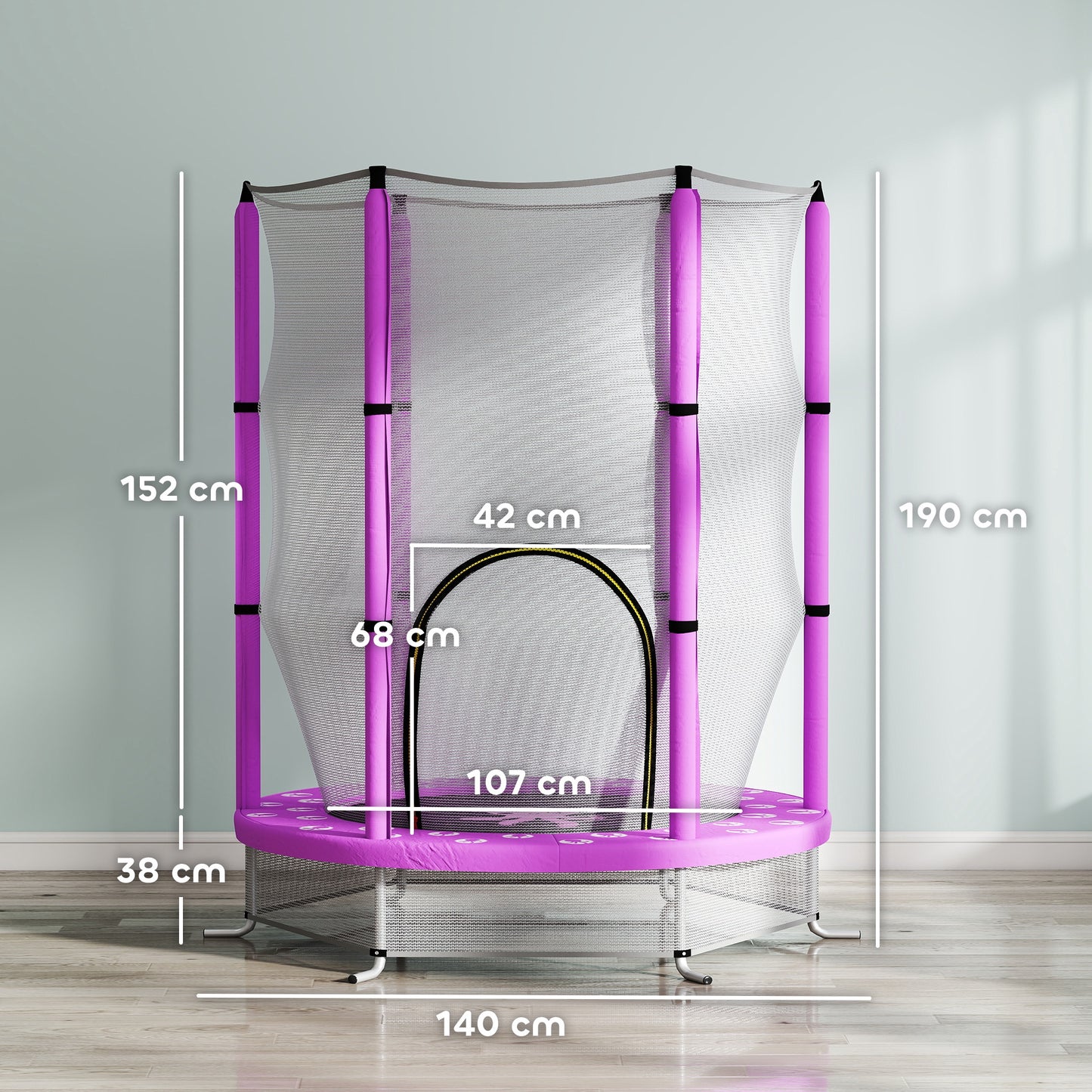 4.6FT Kids Trampoline with Safety Enclosure Net, Purple