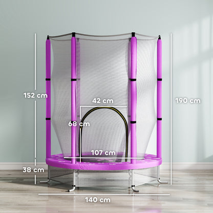 4.6FT Kids Trampoline with Safety Enclosure Net, Purple