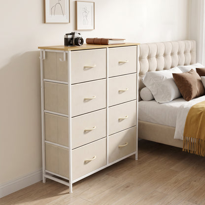 Fabric Chest of Drawers, 8 Drawer Dresser for Bedroom, Beige