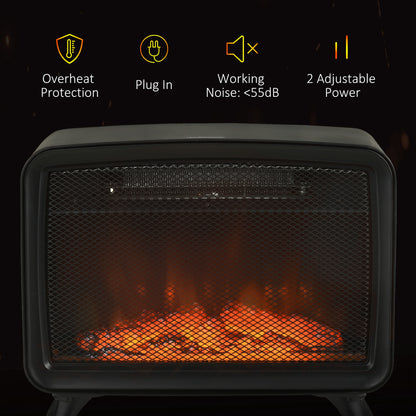Electric Fireplace Stove, Freestanding or Tabletop, with LED Flame Effect, Overheating Protection, 800W/1600W