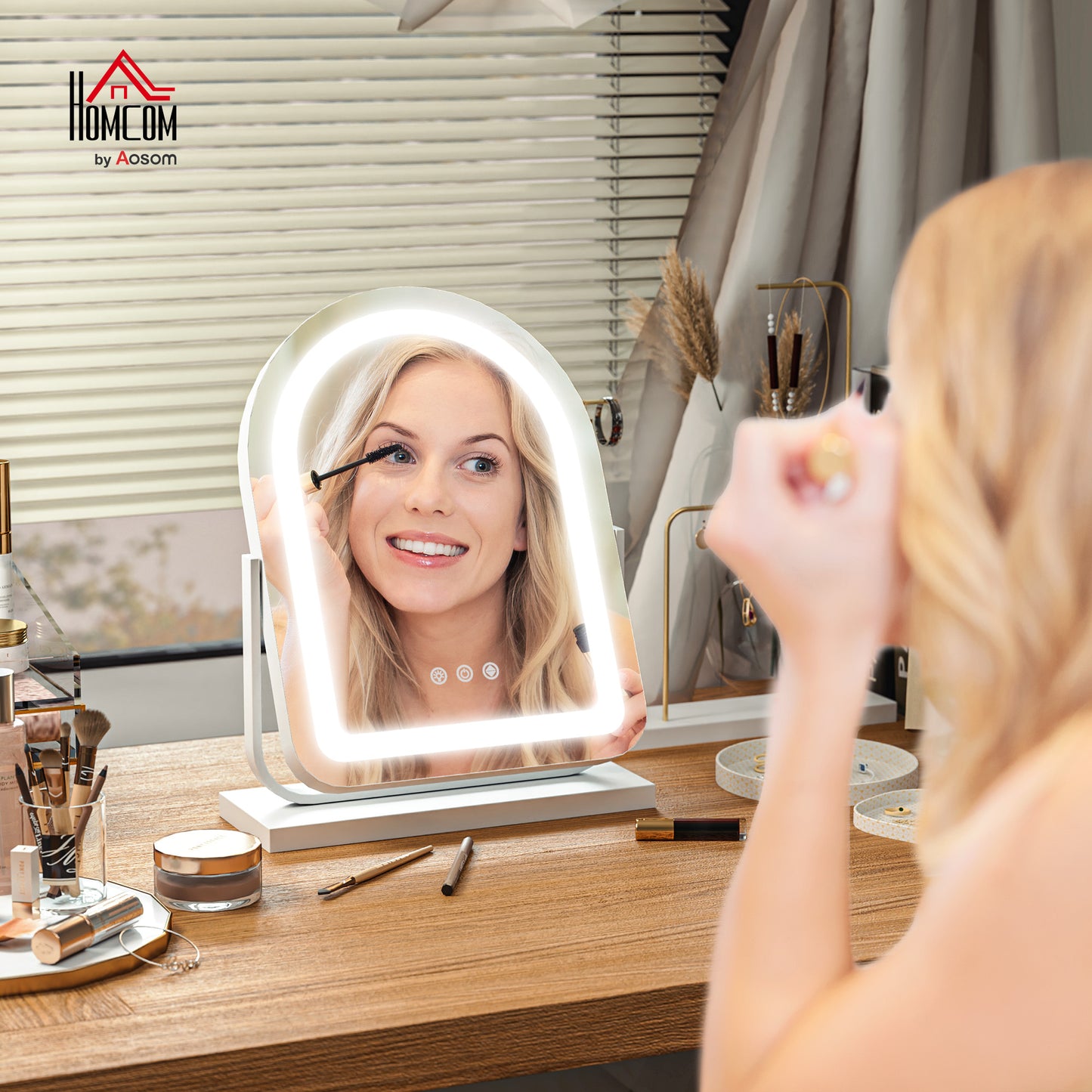 Vanity Mirror with 3 Colour Light, 360 Degree Rotation, Touch Screen