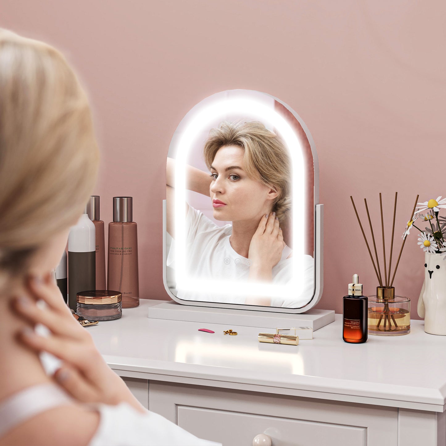 Vanity Mirror with 3 Colour Light, 360 Degree Rotation, Touch Screen
