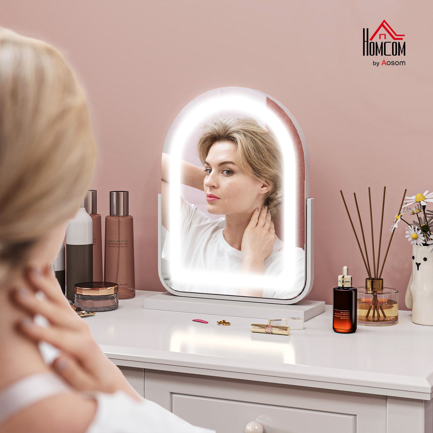 Vanity Mirror with 3 Colour Light, 360 Degree Rotation, Touch Screen