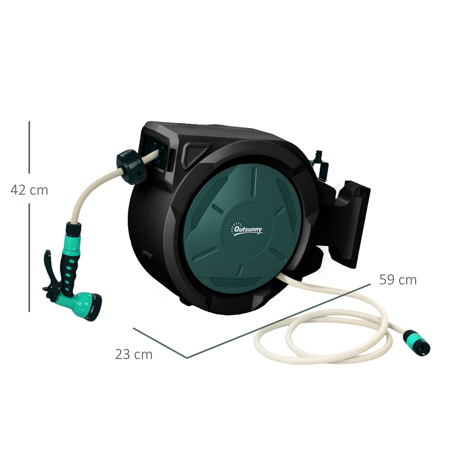 Retractable Hose Reel Wall Mounted with Lock, Green
