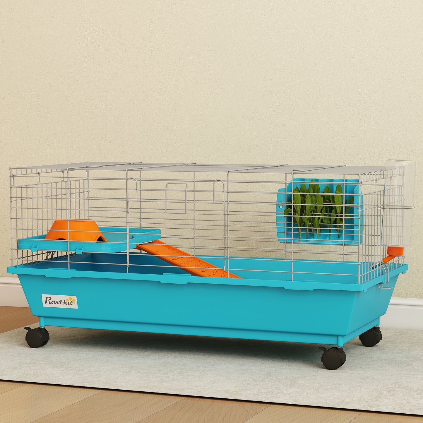 Small Animal Cage , Rabbit Cage with Wheels and Water Bottle