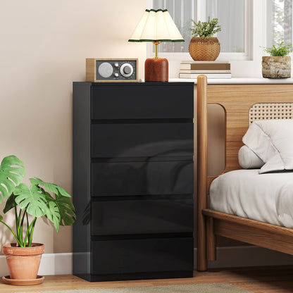 Bedroom Chest of Drawers, 5 Drawers Dresser, Drawer Unit, Black