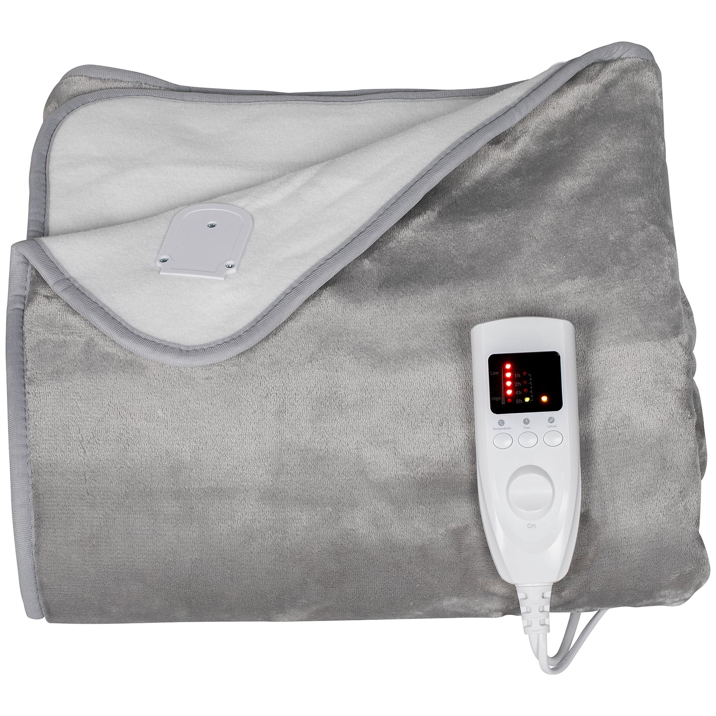 Flannel Fabric Heated Throw, Machine Washable Electric Blanket, Grey
