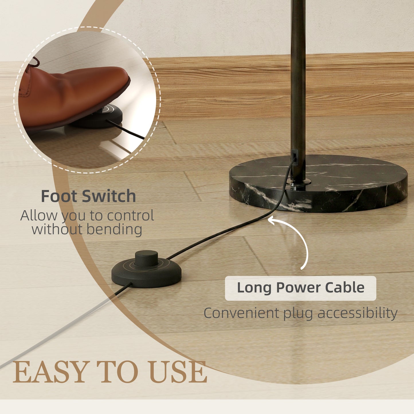 Floor Lamp for Living Room, Modern Standing Lamp with Shade & Foot Switch, Minimalist Tall Pole Lampshade for Bedroom, Office, Black