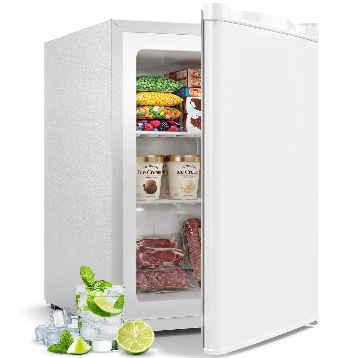 59.1L Tabletop Freezer with Reversible Door - White
