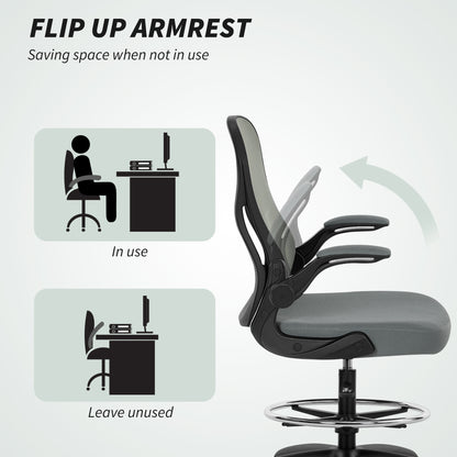 Standing Desk Chair with Adjustable Footrest, Charcoal Grey