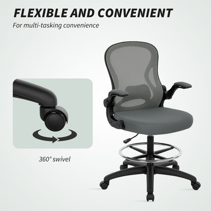 Standing Desk Chair with Adjustable Footrest, Charcoal Grey