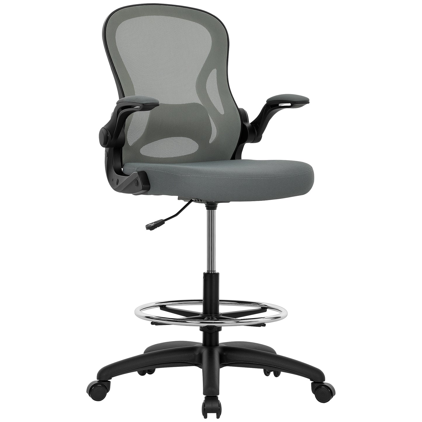 Standing Desk Chair with Adjustable Footrest, Charcoal Grey