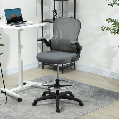 Standing Desk Chair with Adjustable Footrest, Charcoal Grey