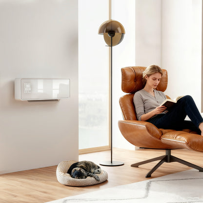 2000W Ceramic Electric Heater with Fan, Wall Mounted, White