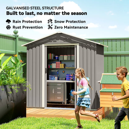 6.5x3.5ft Metal Garden Shed for Garden, Light Grey