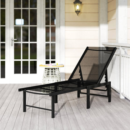 Sun Lounger, 5-Level Reclining Sun Lounger Chair, Black