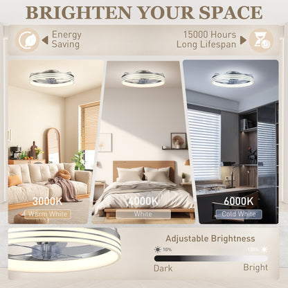 Ceiling Fan with Light and & App Control, 6 Speed, 50 cm, Silver