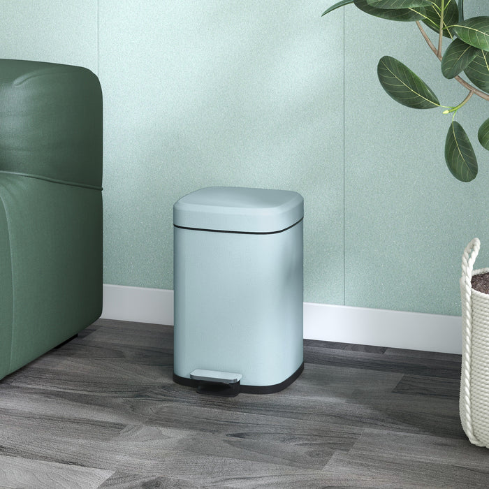 12L Kitchen Pedal Bin, Metal Rubbish Bin with Soft-close Lid, Light Green