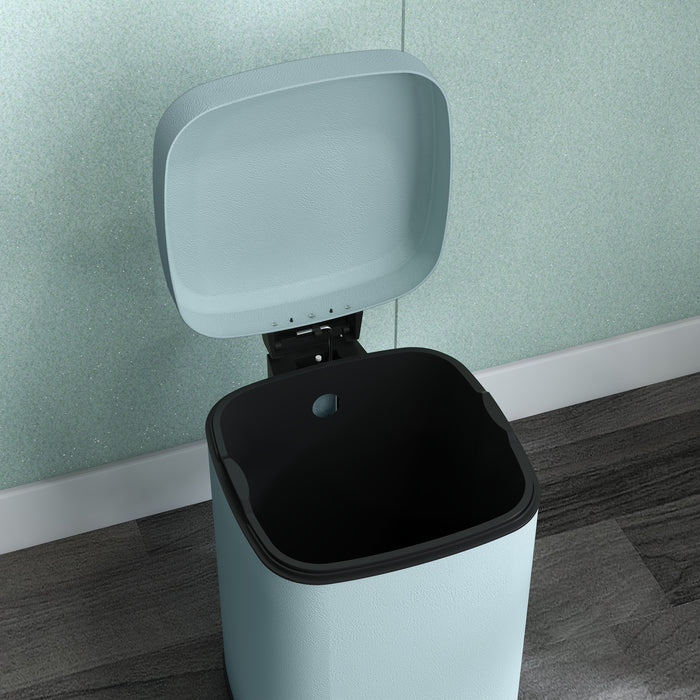 12L Kitchen Pedal Bin, Metal Rubbish Bin with Soft-close Lid, Light Green