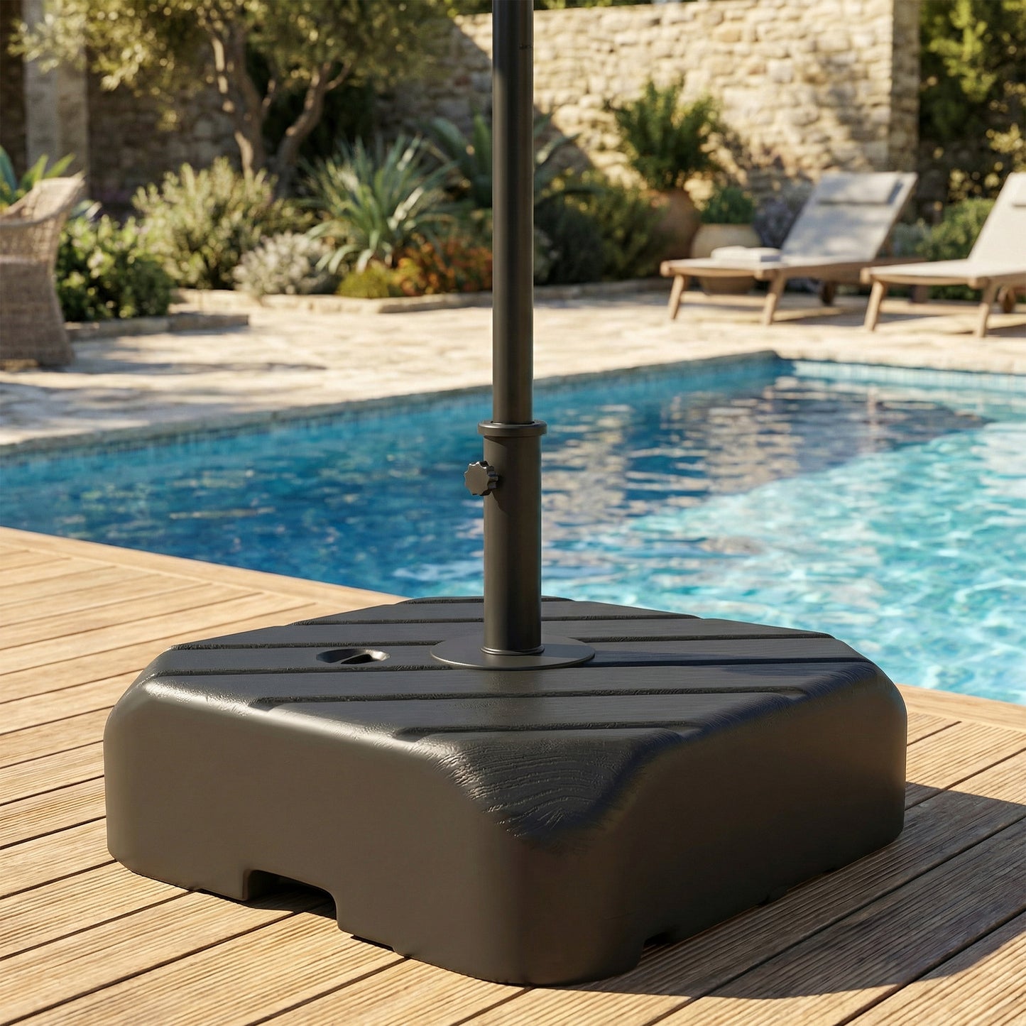 Garden Parasol Base with Wheels, Parasol Stand for 38/48 mm Pole