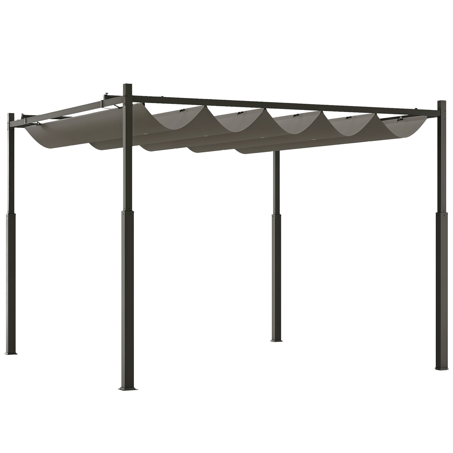 3 x 3(m) Pergola with Retractable Roof, 80mm Metal Column, Grey