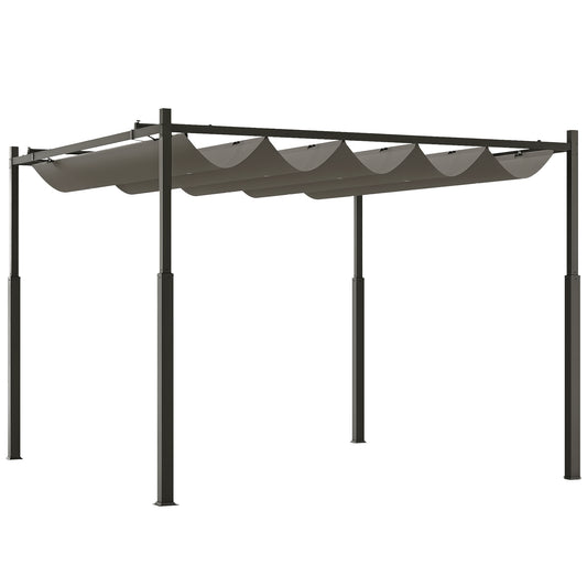 3 x 3(m) Pergola with Retractable Roof, 80mm Metal Column, Grey