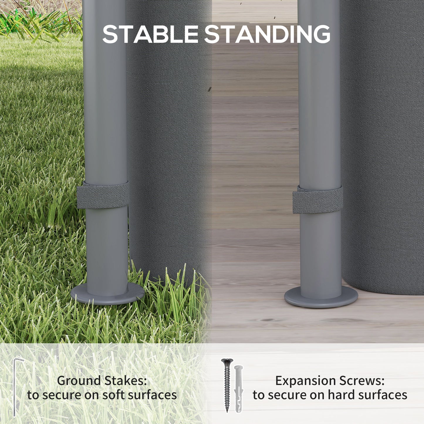 3 x 3 m Double Roof Outdoor Gazebo with Curtains, Dark Grey